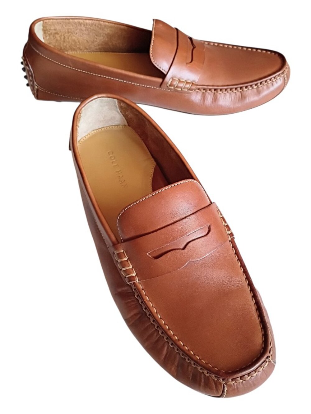 COLE HAAN Men's Grant Canoe Penny Loafer Driver Shoes Brown C13134 Sz 12M